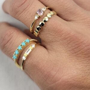 NWT Set of 4 Sami Jewels stackable minimalist sterling silver rings 14k overlay